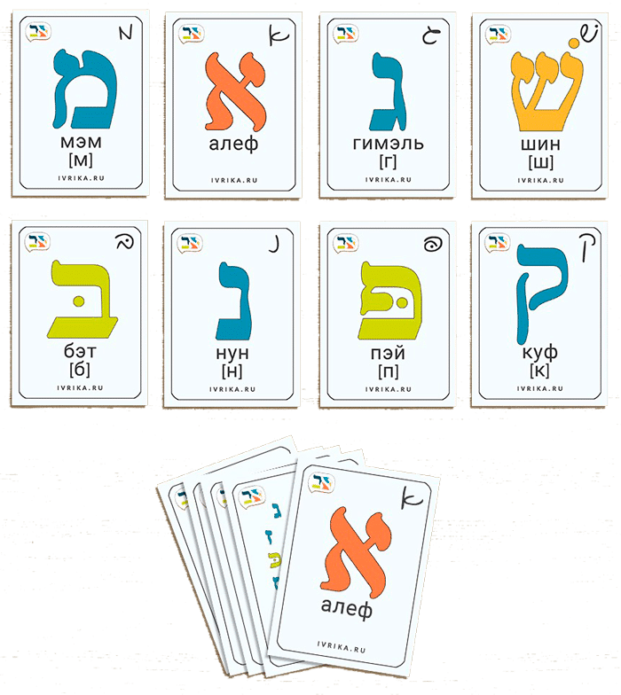 карточки алфавита иврита